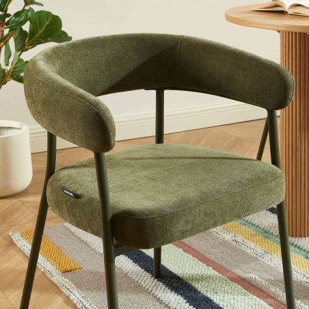 Lot de 2 chaises PANTONE tissu et pieds métal vert olive