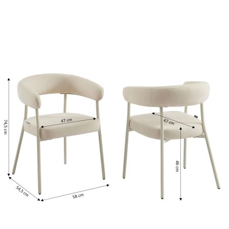 Lot de 2 chaises PANTONE tissu et pieds métal beige sable