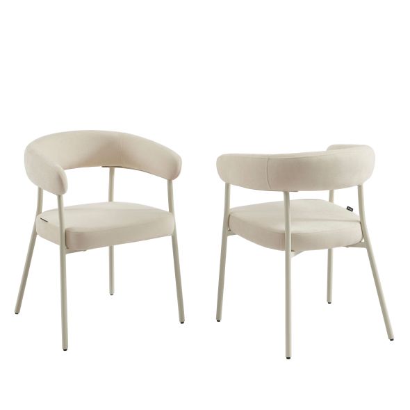 Lot de 2 chaises PANTONE tissu et pieds métal beige sable