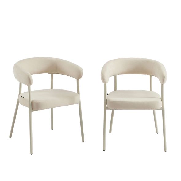 Lot de 2 chaises PANTONE tissu et pieds métal beige sable