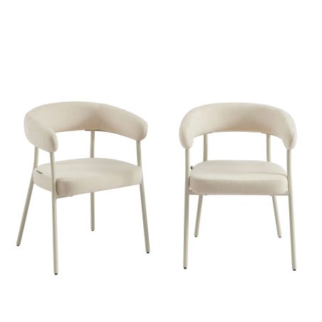 Lot de 2 chaises PANTONE tissu et pieds métal beige sable