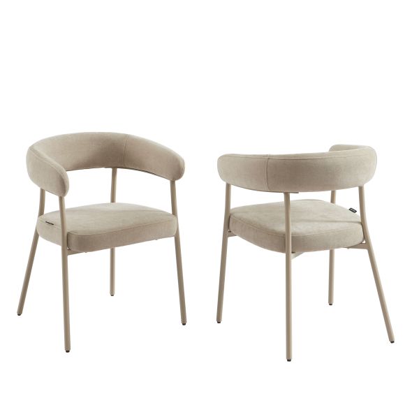 Lot de 2 chaises PANTONE tissu et pieds métal taupe