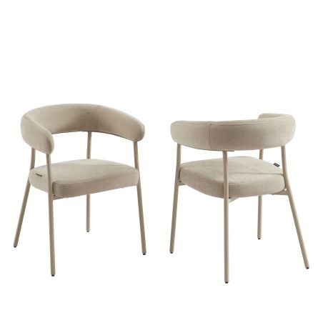 Lot de 2 chaises PANTONE tissu et pieds métal taupe