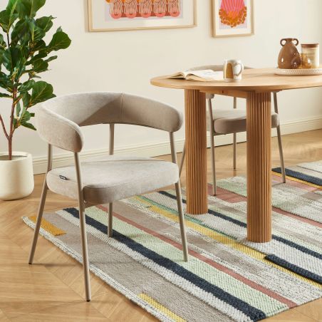 Lot de 2 chaises PANTONE tissu et pieds métal taupe