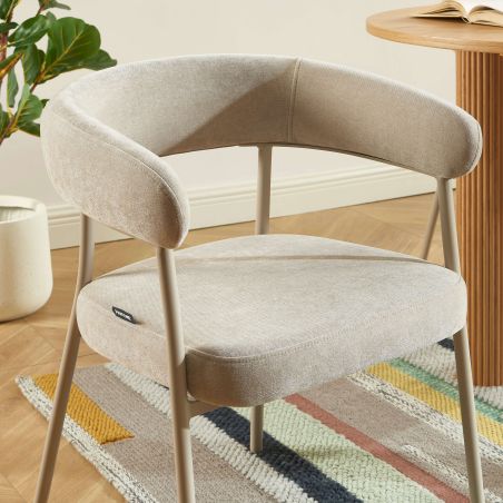 Lot de 2 chaises PANTONE tissu et pieds métal taupe