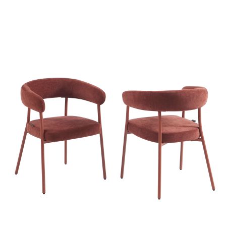 Lot de 2 chaises PANTONE tissu et pieds métal terracotta