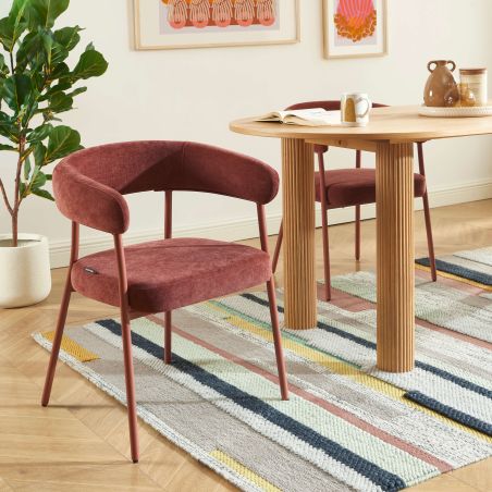 Lot de 2 chaises PANTONE tissu et pieds métal terracotta