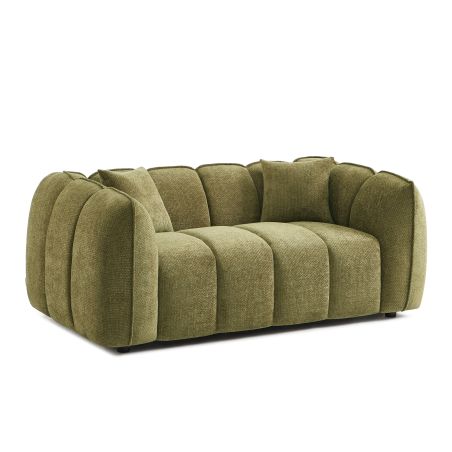 Ensemble canapés droits fixes 3+2 MATILDA tissu chenille vert