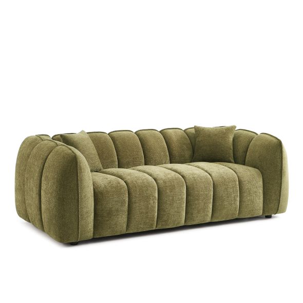 Canapé MATILDA 3 places tissu chenille vert