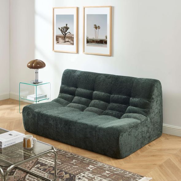 Banquette JANIS modulable 2 places tissu chenille vert