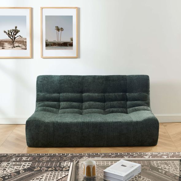 Banquette JANIS modulable 2 places tissu chenille vert