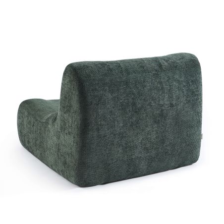 Ensemble banquette et chauffeuse JANIS modulable 3 places tissu chenille vert