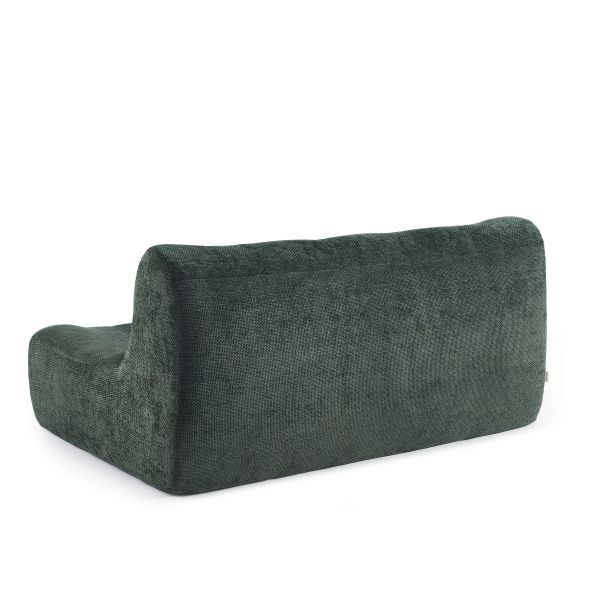 Ensemble banquette et chauffeuse JANIS modulable 3 places tissu chenille vert