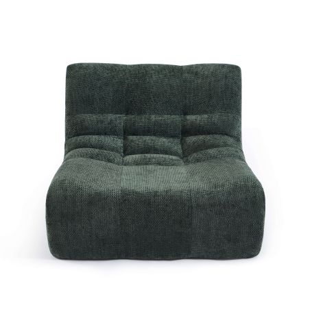Ensemble banquette et chauffeuse JANIS modulable 3 places tissu chenille vert