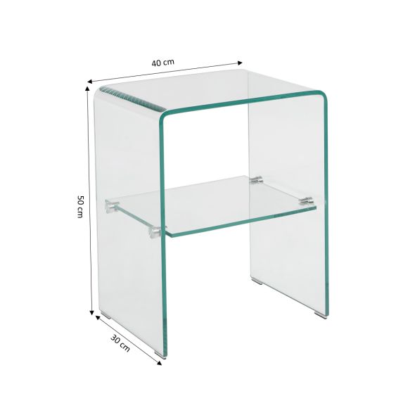 Lot de 2 tables de chevet GINZA verre trempé transparent