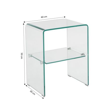 Lot de 2 tables de chevet GINZA verre trempé transparent