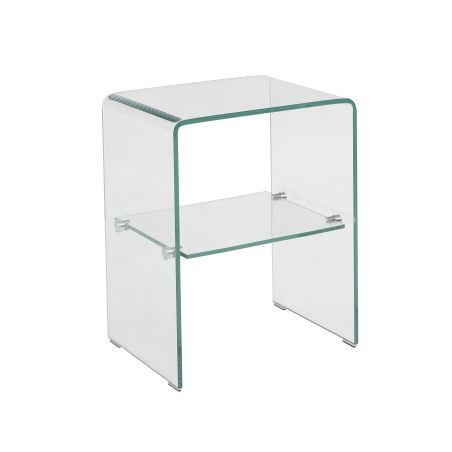 Lot de 2 tables de chevet GINZA verre trempé transparent