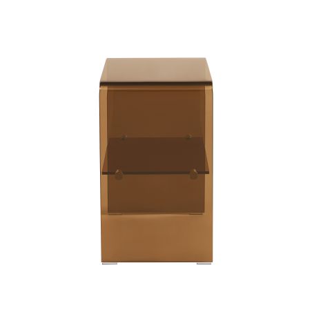 Lot de 2 tables de chevet GINZA verre trempé ambré