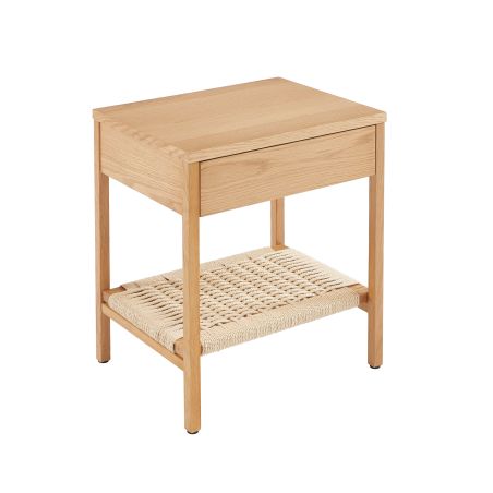 Lot de 2 tables de chevet GINKO placage chêne et corde