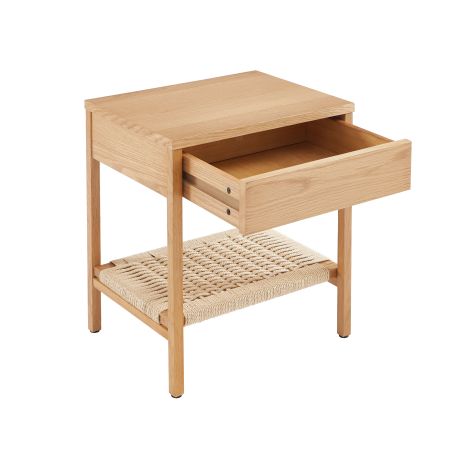 Lot de 2 tables de chevet GINKO placage chêne et corde