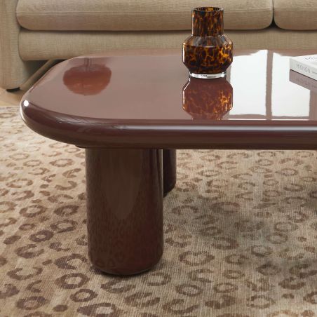 Table basse MOXY finition laquée brillante bordeaux 120cm