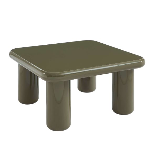Table basse MOXY finition laquée brillante vert olive 80cm
