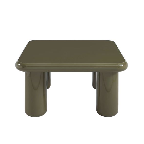 Table basse MOXY finition laquée brillante vert olive 80cm