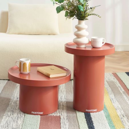 Table d'appoint PANTONE finition laquée mate terracotta 40cm