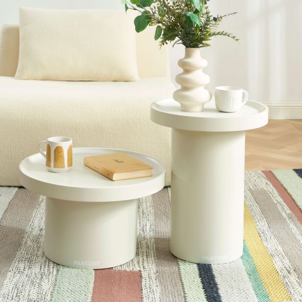 Table d'appoint PANTONE finition laquée mate beige sable 40cm