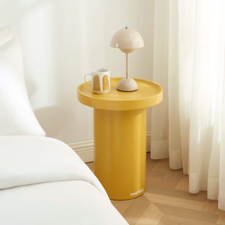 Table d'appoint PANTONE finition laquée mate jaune moutarde 40cm