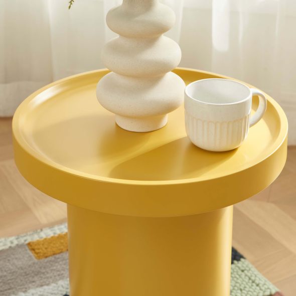 Table d'appoint PANTONE finition laquée mate jaune moutarde 40cm