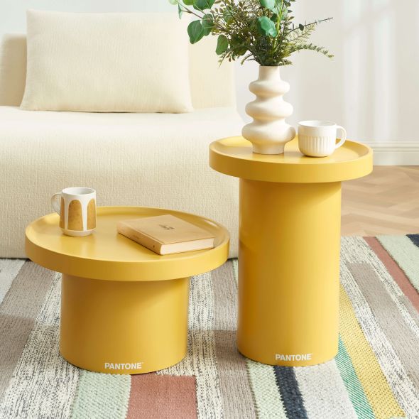 Table d'appoint PANTONE finition laquée mate jaune moutarde 50cm