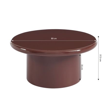 Table basse ronde MOXY finition laquée brillante bordeaux 80cm
