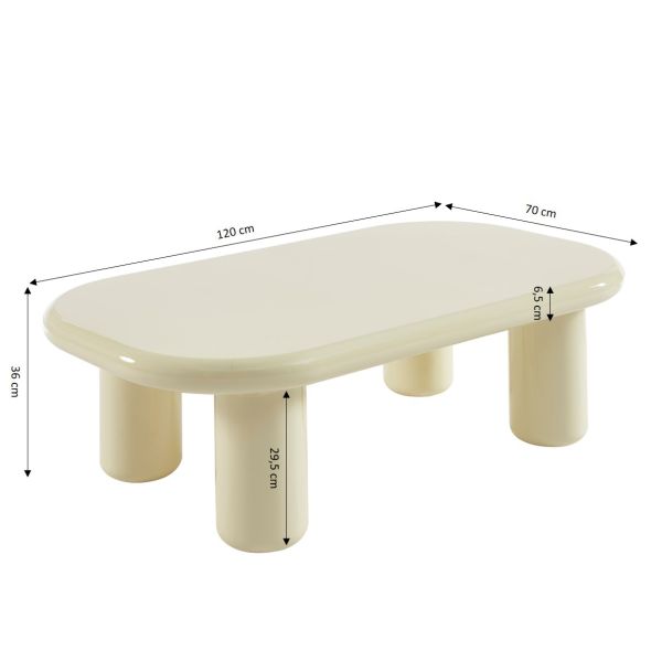 Table basse MOXY finition laquée brillante blanche 120cm