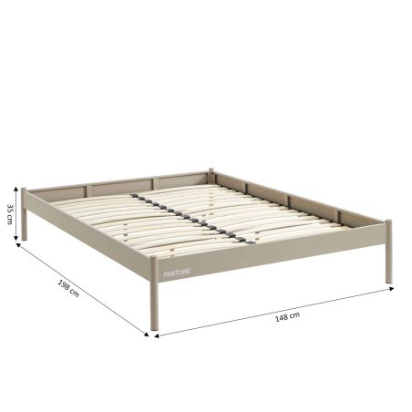 Lit PANTONE 140x190 métal taupe sommier inclus