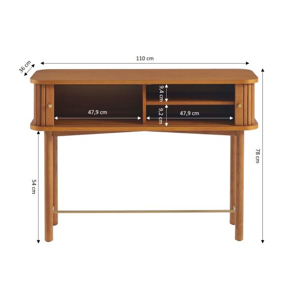 Console ERNEST frêne foncé portes tambour 110cm