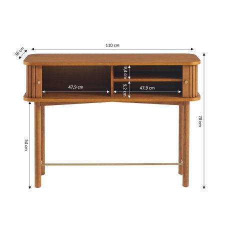 Console ERNEST frêne foncé portes tambour 110cm