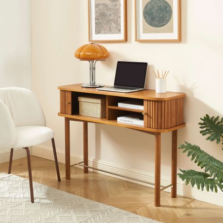 Console ERNEST frêne foncé portes tambour 110cm