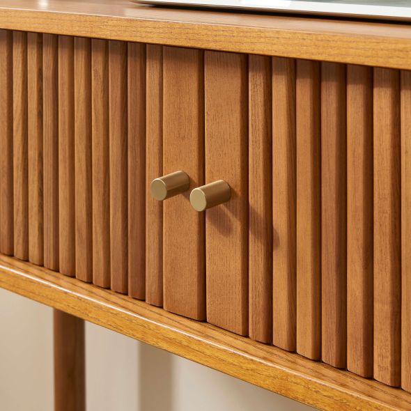 Console ERNEST frêne foncé portes tambour 110cm