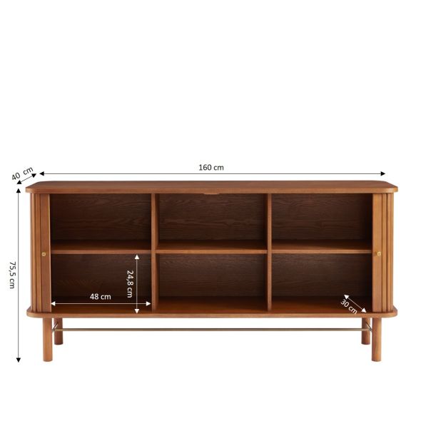 Buffet ERNEST frêne foncé 2 portes tambour 160cm