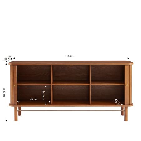 Buffet ERNEST frêne foncé 2 portes tambour 160cm