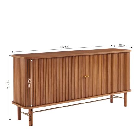 Buffet ERNEST frêne foncé 2 portes tambour 160cm