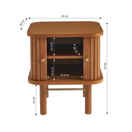 Table de chevet ERNEST frêne foncé portes tambour