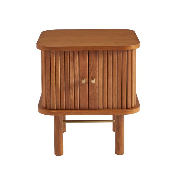 Table de chevet ERNEST frêne foncé portes tambour