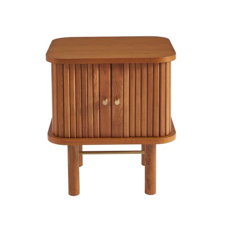 Table de chevet ERNEST frêne foncé portes tambour