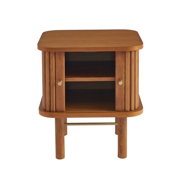 Table de chevet ERNEST frêne foncé portes tambour