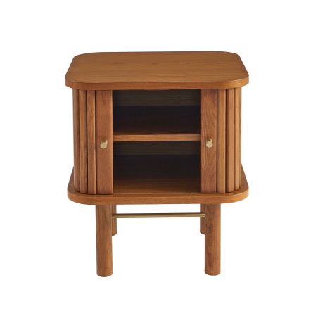 Table de chevet ERNEST frêne foncé portes tambour