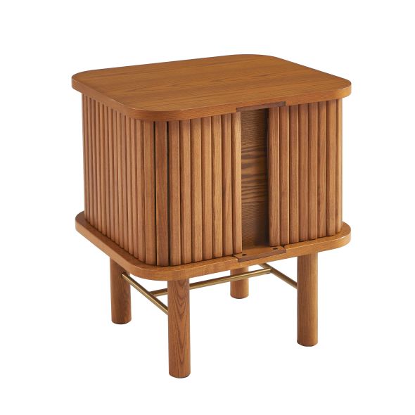 Table de chevet ERNEST frêne foncé portes tambour