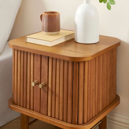 Table de chevet ERNEST frêne foncé portes tambour