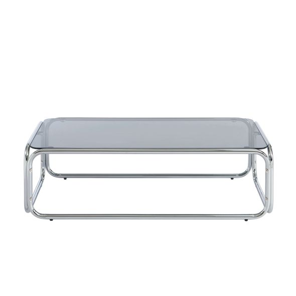 Table basse MAGGY verre trempé noir structure en chrome